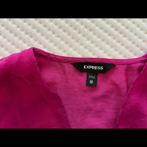 Express, XS, Pink/Magenta Satin Wrap Top - Picture 2 of 4